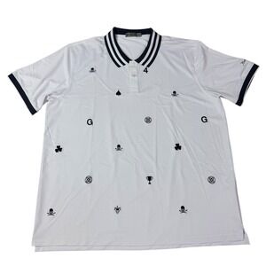 G/FORE Mens XXL White Embroidered Skull Clover Golf Polo Shirt Hualalai 100308